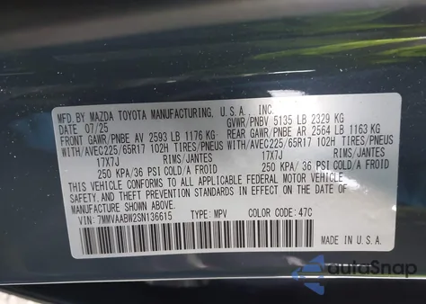 2025 Mazda Cx-50 Hybrid Preferred Package from USA, damaged, VIN 7MMVAABW2SN136615